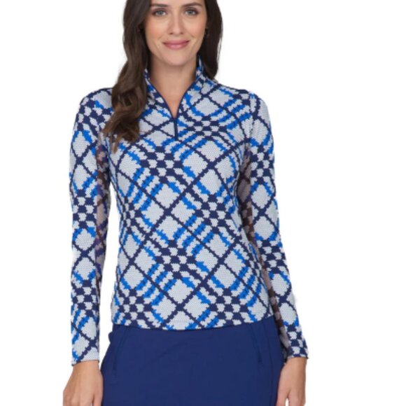 IBKUL Tops - NWT New IBKUL Women's Long Sleeve Zip Mock Neck Golf Pullover XL 1/4 Zip Shirt